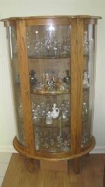 Oak china cabinet with cruet collection