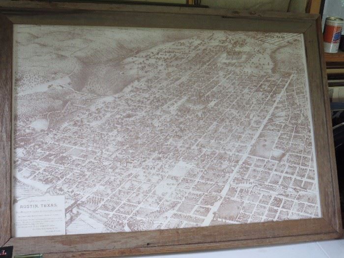 Nice Framed map of Early Austin