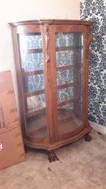 ANTIQUE CHINA CABINET WITH GLASS SHELVES