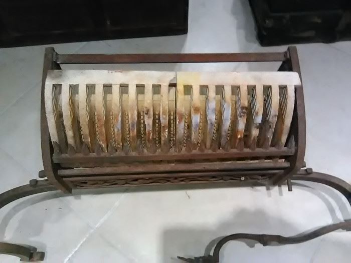 ANTIQUE FIREPLACE GRATE... WITH CLAY BURNERS