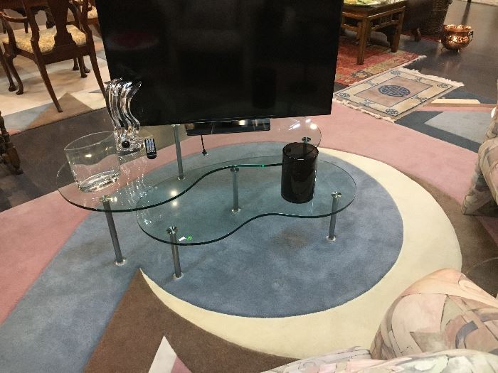 Custom Area Rug and glass nesting tables