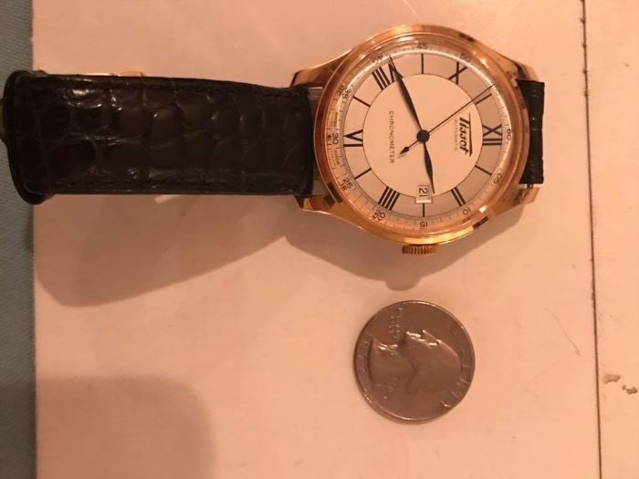 tissot oversized 18k gold men's watch