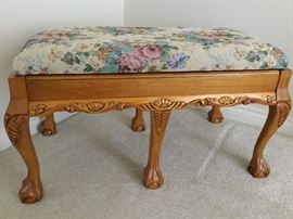 32" Long Claw & Ball Foot Storage Bench with Tapestry Seat by T. J. Pacconi, Sr.