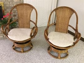 Vintage Rattan Swivel Rockers