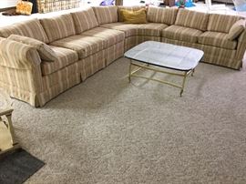 L Shape Sectional in Lower Level...neutral stripes.