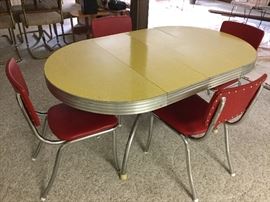 Vintage Chrome Base Formica Top Dining Table