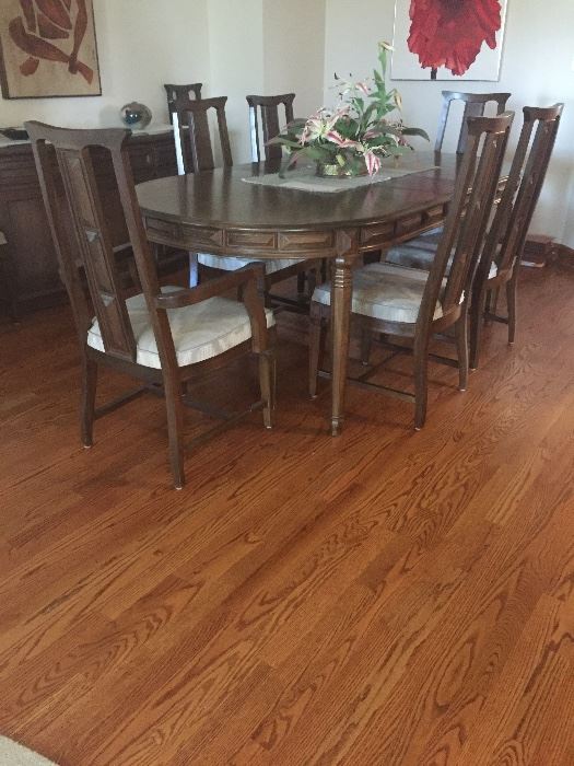 Teak wood dining set with 3 additional leaves also custom made