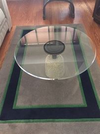 Glass coffee table more area rugs