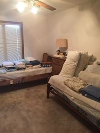 twin beds and linens