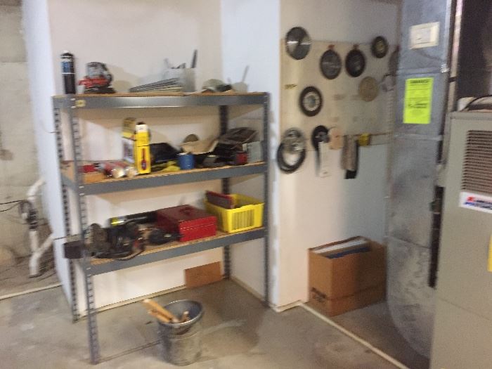 metal shelves also in garage