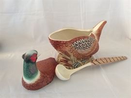 Pheasant Soup Tureen. Lenox Riverwood by Catherine McClung. 12" H. 16" L. 