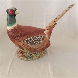 Pheasant Soup Tureen. Lenox Riverwood by Catherine McClung. 12" H. 16" L. 