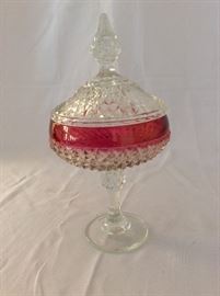 Depression Glass Candy Dish. 12" H. 