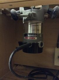 Custom Woodworking Cabinet with mounted Porter Cable Router. 