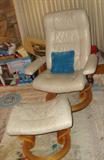 Danish modern leather chair and ottoman