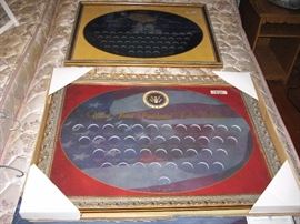 United States presidential dollar collection display frame and The 50 United States quarter dollar collection display frame