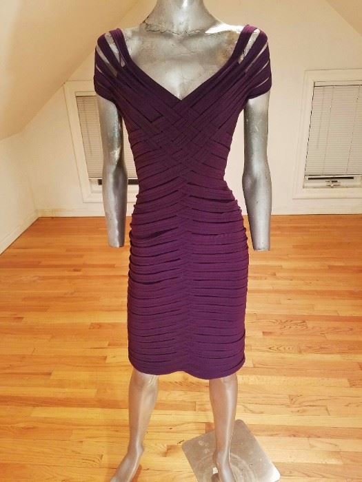 St. John Couture purple braided body con dress