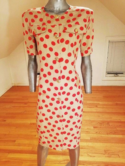 Vintage 1970's Missoni Italy Polka dot linen dress