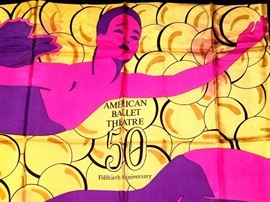 Rare American Ballet Theatre 50th Anniversary silk scarf by Movado Italy