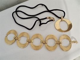 Vintage Iconic Christian Dior signed Gold plated necklace and bracelet set