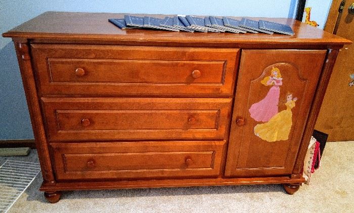 solid dresser  (matching chest of drawers/wardrobe available)  ***Princesses are just cling-ons and can easily be removed***     KIDS BEDROOM
