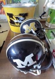 University of Missouri mini football helmets and beer bucket     GARAGE