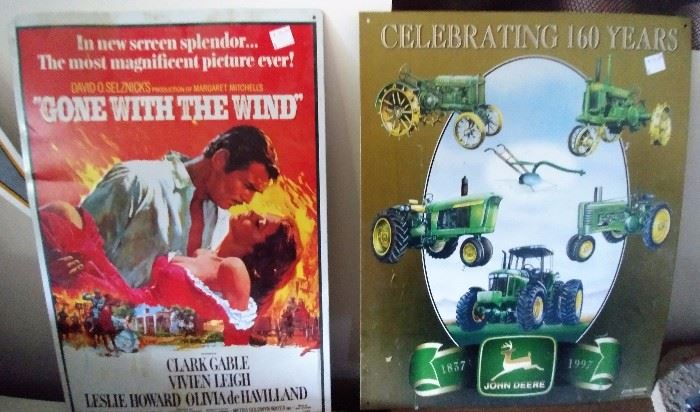 "Gone with the Wind" and "John Deere" metal signs     GARAGE