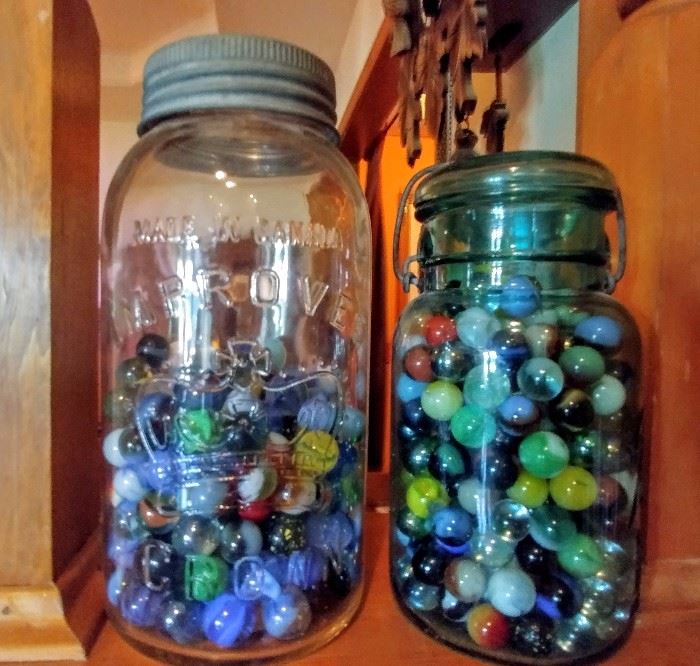 marbes in mason jars     LIVING ROOM