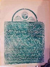 Gravestone rubbing print