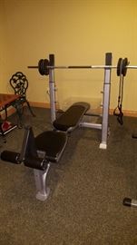 Weight Bench with iron dumbbell weights