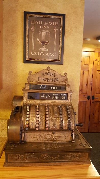 Antique National Brass Cash register 