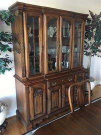 Manor House by Singer Furniture lighted China cabinet. Measures 61 1/2" wide by 21" deep by 79" tall. 