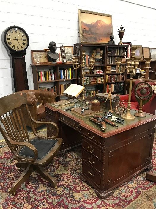 These Items to be Sold in Estate Sale Thu, 7.13 to Sat, 7.15 6  Pistols, Candlesticks, Books Stands, Desk Items