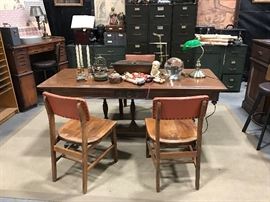 These Items to be Sold in Estate Sale Thu, 7.13 to Sat, 7.15 27 Library Table, Pr Chairs, Desk Lamps  
