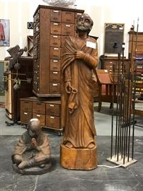 TO BE AUCTIONED 7.15.2017 9 Light Candelabras or Menorah, Wooden Figure, 