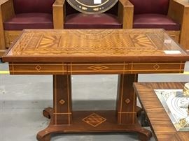 TO BE AUCTIONED 7.15.2017 Fine Tramp Art Masonic Table, Glass Top