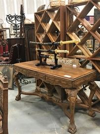 TO BE AUCTIONED 7.15.2017 Library Table, Sword Stand