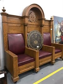 TO BE AUCTIONED 7.15.2017 Palace Size Settee, Chamber Seating, Leather Cushions