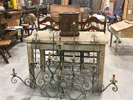 TO BE AUCTIONED 7.15.2017 Pr Scrolled Candelabra, Tables, Cabinet