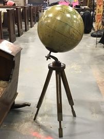 TO BE AUCTIONED 7.15.2017 Terrestial Globe on Wooden Trip Stand