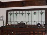 Stained glass window and cast iron desk accessories