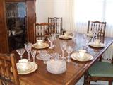 Mt. Airy dining table with Lenox china and Fostoria Chintz stemware