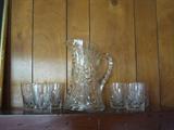 lead crystal pitcher and glasses