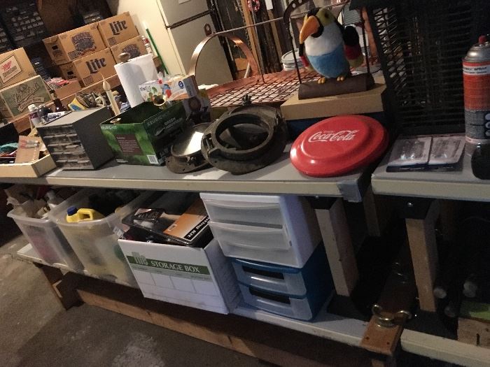 The garage is full of misc. tools and many other things still to be pulled out of boxes . 