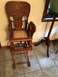 Antique high chair that converts to stroller! 