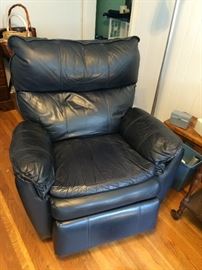 blue leather recliner, 2 available