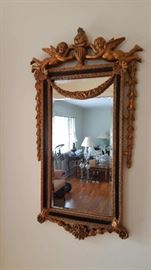 Antique Gold Guilded Cupid wall mirror