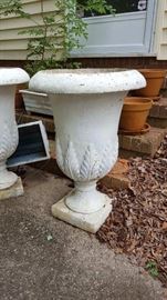 Large planters with leaf motif