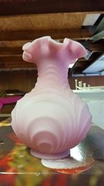  Fenton satin glass Ruffle top flower vase