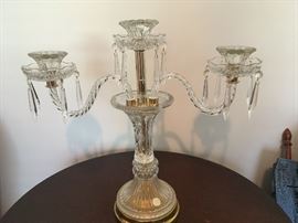 Crystal candelabra with curved swirl glass arms